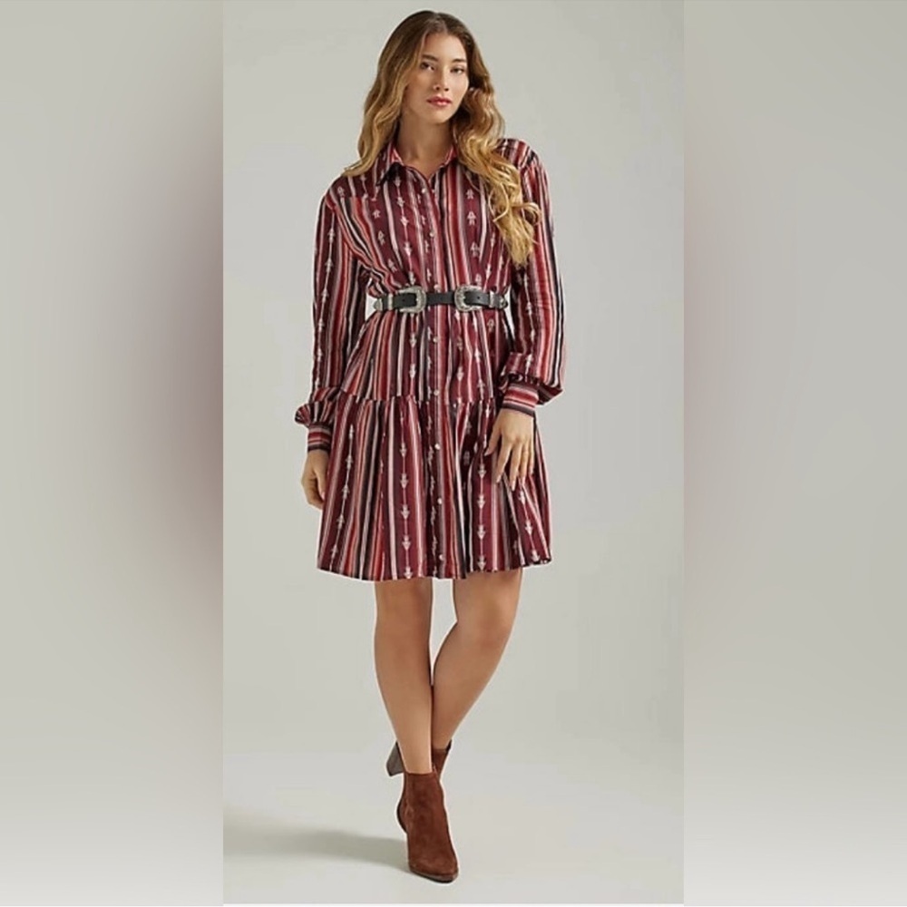 Wrangler Retro Port Royale Western Snap Tiered Dress Size Small NWT